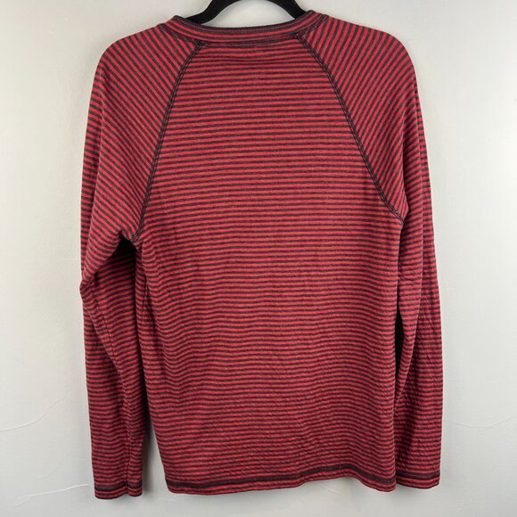 Faherty Mens Cloud Long Sleeve Henley Red Blue Cumberland Stripe Pima Cotton - Picture 7 of 7